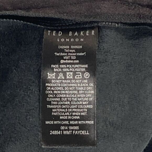 Ted Baker Pants Size 2 Black Vegan Leather Faydell Belted High Rise Trousers - Picture 15 of 16